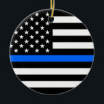 ORNAMENTO DE CERÂMICA "BLUE LINE FINO NA BANDEIRA AMERICANA "<br><div class="desc">" BLUE LINE FINO NA BANDEIRA AMERICANA" ORNAMENT</div>