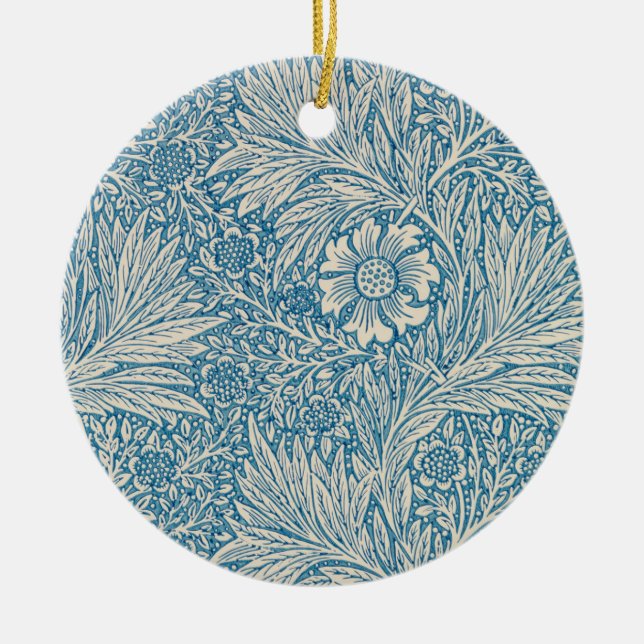 Ornamento De Cerâmica Blue Marigolds (por William Morris) (Frente)