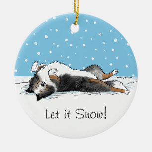 Ornamento De Cerâmica Blue Merle Shetland Sheepdog - Natal