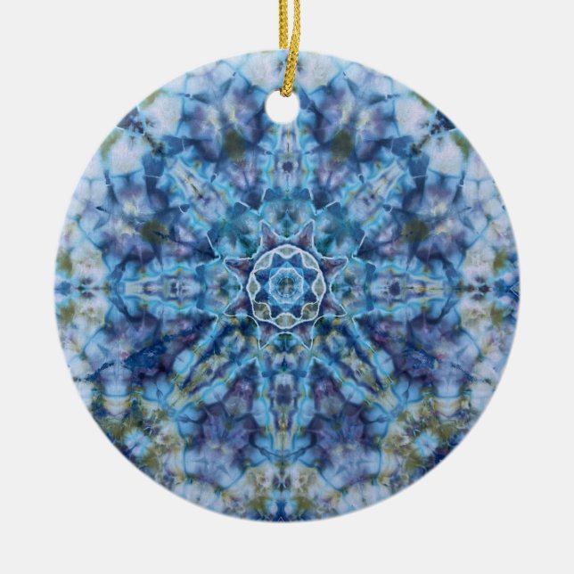 Ornamento De Cerâmica Blue Moon Mandala (Frente)