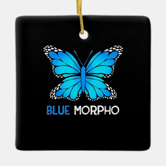 Ornamento De Cerâmica Blue Morpho Butterfly (Frente)