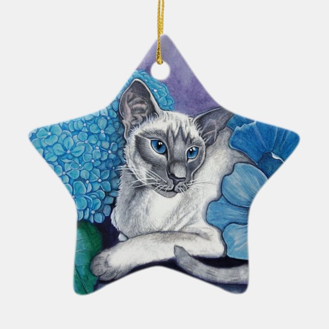 Ornamento De Cerâmica Blue Point Siamese Cat (Frente)
