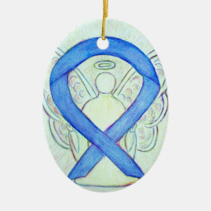 Ornamento De Cerâmica Blue River Awarness Ribbon Angel Pental Ornament