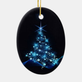 Ornamento De Cerâmica Blue Shine of Stars no Natal Dark