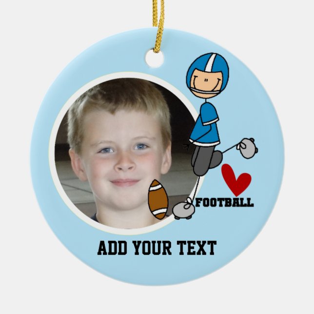 Ornamento De Cerâmica Blue Stick Figura jogador de futebol (Frente)