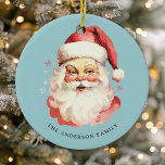 Ornamento De Cerâmica Blue Vintage Watercolor Papai Noel Natal<br><div class="desc">Celebrar a época festiva com nossa Blue Vintage Watercolor Papai Noel Natal Cerâmica Ornament! Este adorável ornamento apresenta um nostálgico design de Papai Noel contra um fundo sólido na moda, combinando encanto de vintagem com talento moderno. Perfeito por adicionar um toque festivo à sua árvore de Natal. Personalize este design...</div>