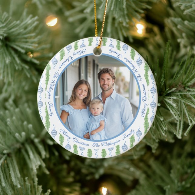 Ornamento De Cerâmica Blue & White Chinoiserie Garland Grandmillennial (Árvore)