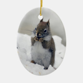 Ornamento De Cerâmica Blue Winter do Esquilo Vermelho