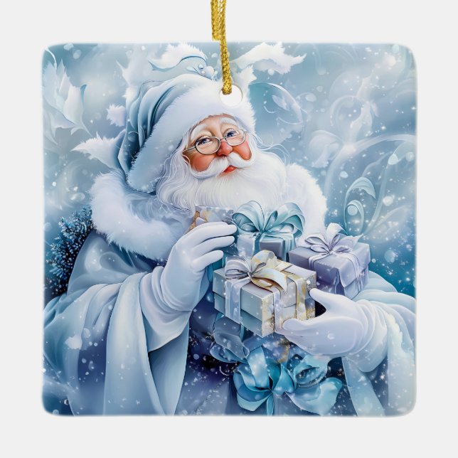 Ornamento De Cerâmica Blue Winter Ornament (Frente)