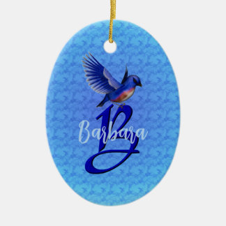Ornamento De Cerâmica Bluebird Monogram Initial B Personalized