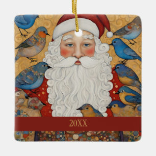 Ornamento De Cerâmica Bluebird Vermelho Noel Vermelho Rico e Personaliza