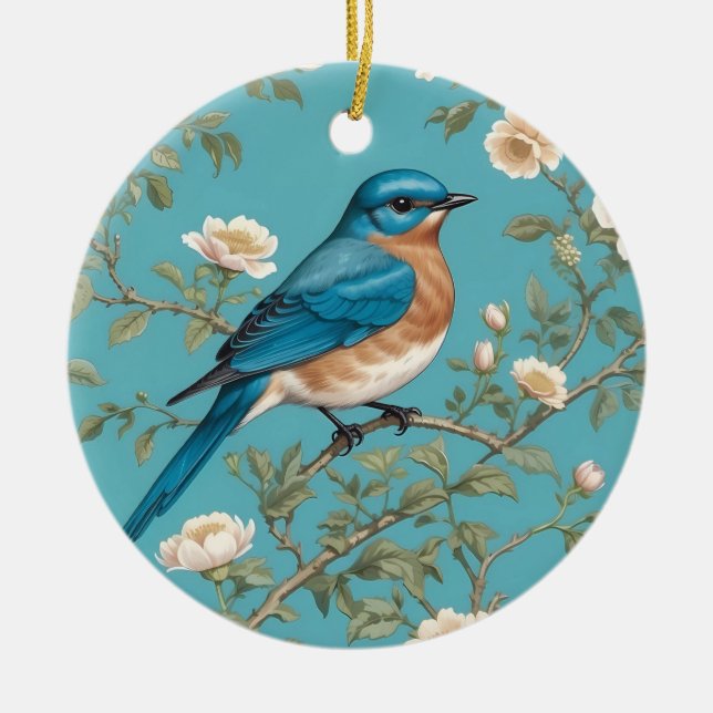Ornamento De Cerâmica Bluebird William Morris Inspirou Turquois (Frente)