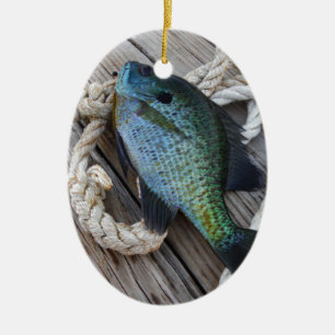 Ornamento De Cerâmica bluegill no doca
