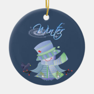 Ornamento De Cerâmica Blues de inverno giro