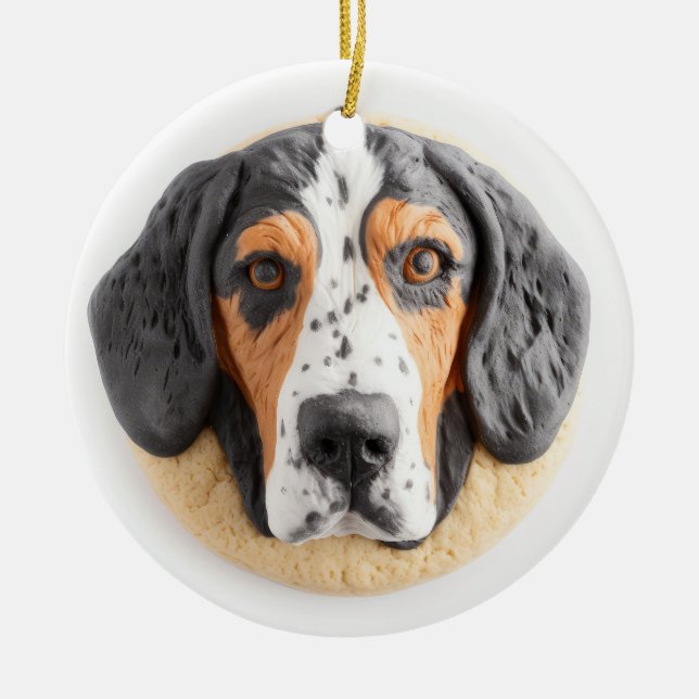 Ornamento De Cerâmica Bluetick Coonhound Dog 3D inspirado (Frente)