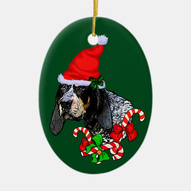 Ornamento De Cerâmica Bluetick Coonhound Natal (Frente)