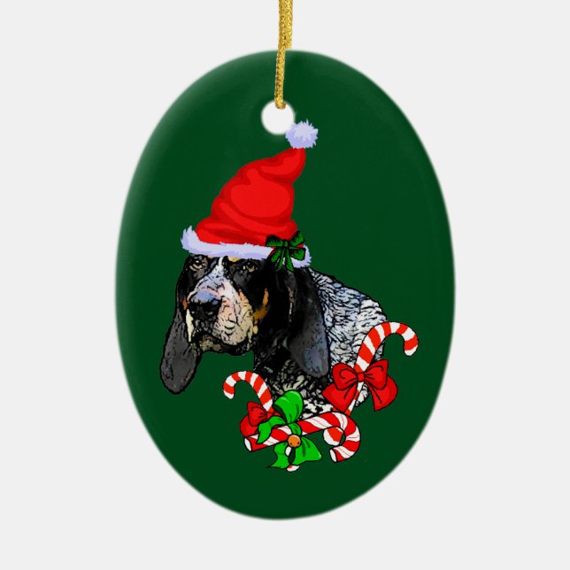 Ornamento De Cerâmica Bluetick Coonhound Natal (Frente)