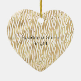 Ornamento De Cerâmica Blush Cream Zebra Glam Dourado Confetti Sparkle