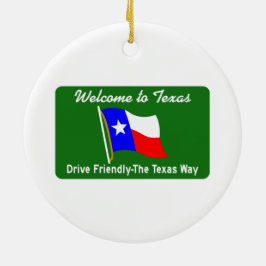 Ornamento De Cerâmica Boa vinda sinal de estrada de Texas - EUA