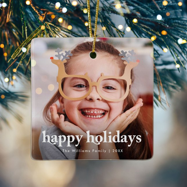 Ornamento De Cerâmica Boas Férias Foto Natal Cerâmica Ornament (Criador carregado)