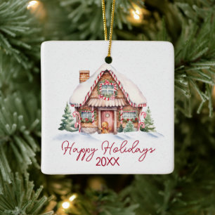 Ornamento De Cerâmica Boas Festas, Gingercake House