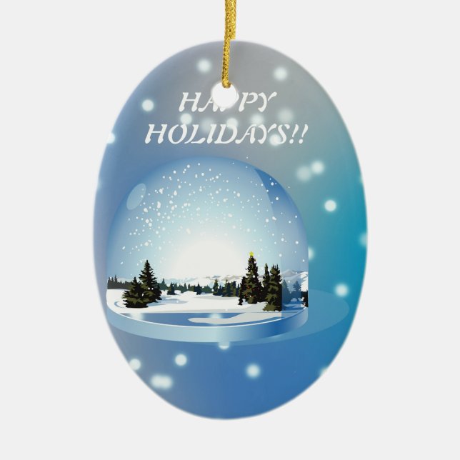 Ornamento De Cerâmica Boas festas ornamento! (Frente)