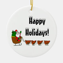 Ornamento De Cerâmica Boas festas papai noel e galinhas