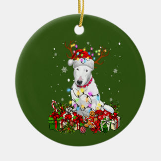 Ornamento De Cerâmica Boas Terrier Reindeer Xmas Pás de Natal