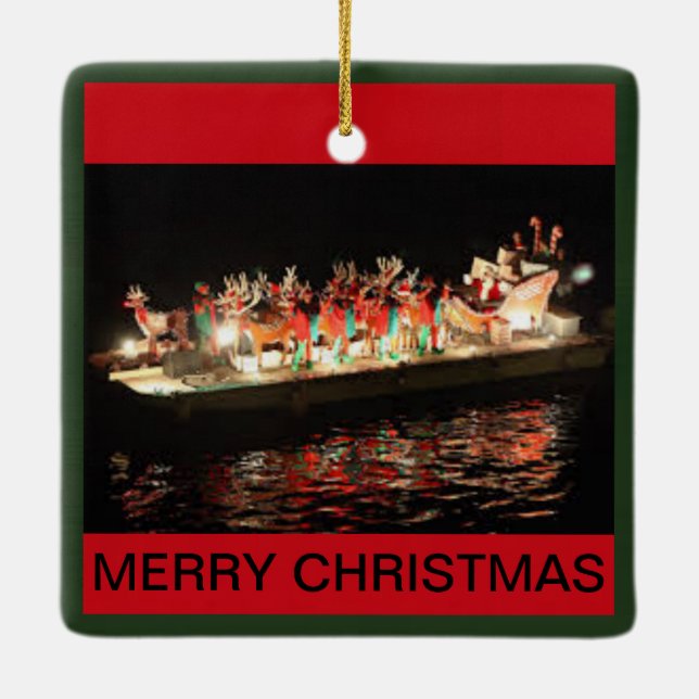 Ornamento De Cerâmica Boats de Natal num Natal (Verso)
