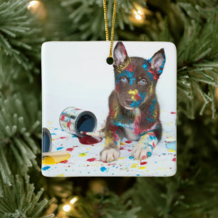 Ornamento De Cerâmica Bobo Rouco Puppy entrou em Baldes Paint