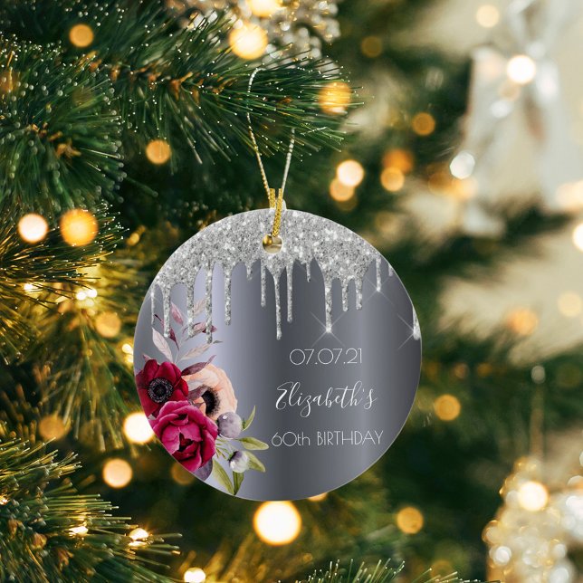 Ornamento De Cerâmica Boca de prata de 60 anos pinga burgomo floral (Criador carregado)