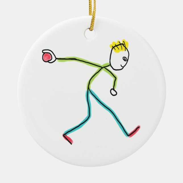 Ornamento De Cerâmica Bocce Bola Stickman (Frente)