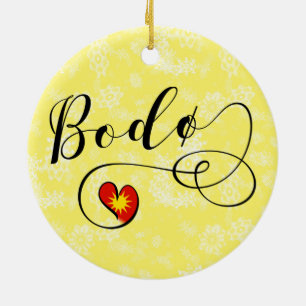 Ornamento De Cerâmica Bodø Flag Heart, Noruega, Bodö