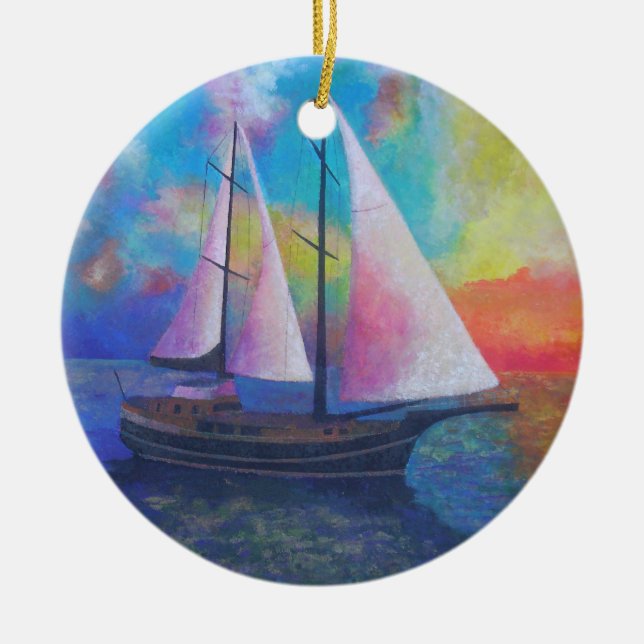 Ornamento De Cerâmica Bodrum Turquoise Coast Gulet Cruise (Frente)