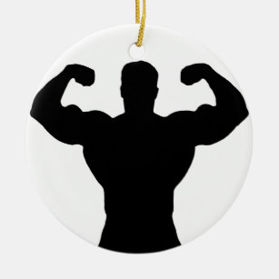 Ornamento De Cerâmica bodybuilder que dobra os músculos