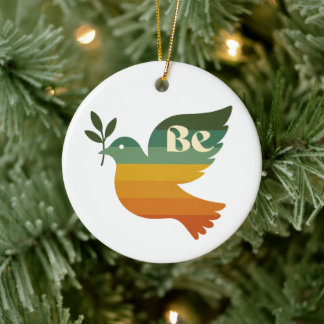 Ornamento De Cerâmica Boho Be Peace Retro Holiday Ceramic Ornament