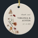 Ornamento De Cerâmica Boho Floral Wedding<br><div class="desc">Boho Floral Cerâmica de Casamento. Este na moda e elegante design apresenta lindas flores silvestres de cor d'água pintadas manualmente,  organizadas como um buquê adorável.</div>