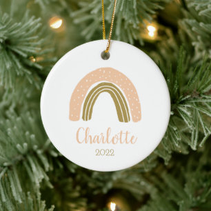 Ornamento De Cerâmica Boho Personalizado Bonito Natal Arco-Íris