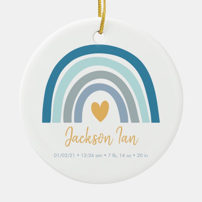 Ornamento De Cerâmica Boho Rainbow Baby Personalized Birds (Frente)