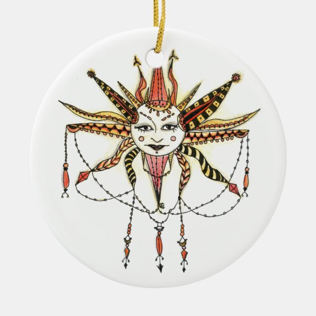 Ornamento De Cerâmica Boho Soleil (Frente)