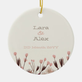 Ornamento De Cerâmica Boho Wildflower Wedding Anniversário Ornament