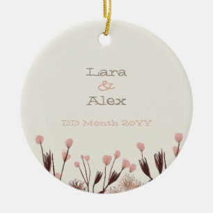 Ornamento De Cerâmica Boho Wildflower Wedding Anniversário Ornament
