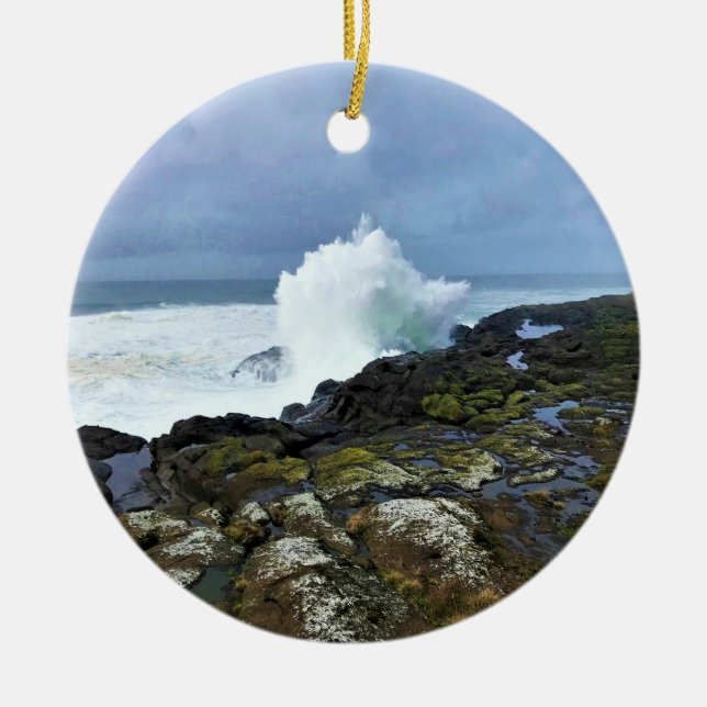 Ornamento De Cerâmica Boiler Bay State Wayside, Depoe Bay, Oregon (Frente)