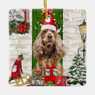 Ornamento De Cerâmica Boker Spaniel Dog Natal