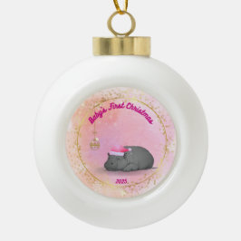 Ornamento De Cerâmica Bola Baby's First Christmas - Ceramic Hippo Ornament