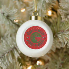 Ornamento De Cerâmica Bola Ball Ornament Merry & Bright 