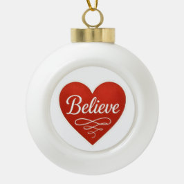 Ornamento De Cerâmica Bola Believe Heart