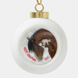 Ornamento De Cerâmica Bola Cavalo no Natal do Cavalo de Neve