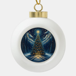 Ornamento De Cerâmica Bola Christmas Ornament 2025 – Winter Night Tree 1