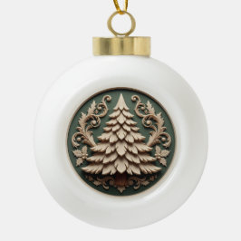 Ornamento De Cerâmica Bola Christmas Ornament 2025 – Wood Carved Style